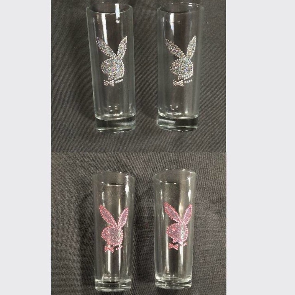 PLAYBOY Shot Glass Set NWT- Silver and Pink